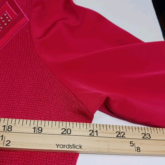 VTG Philippe Marques Sweater Size 10 Hot Pink Gemstone Collared Button Up L/S - Picture 9 of 10